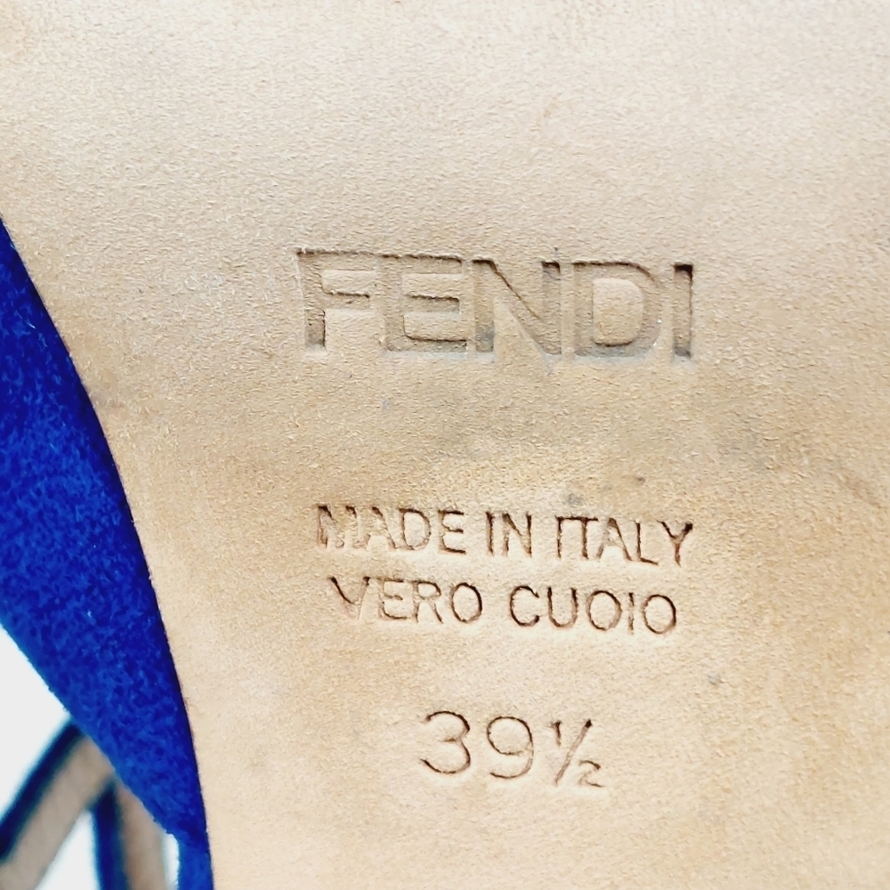 Fendi Royal Blue Suede Cut-Out Cage Sling-Back Peep-Toe Pumps O89 - Picture 11 of 14